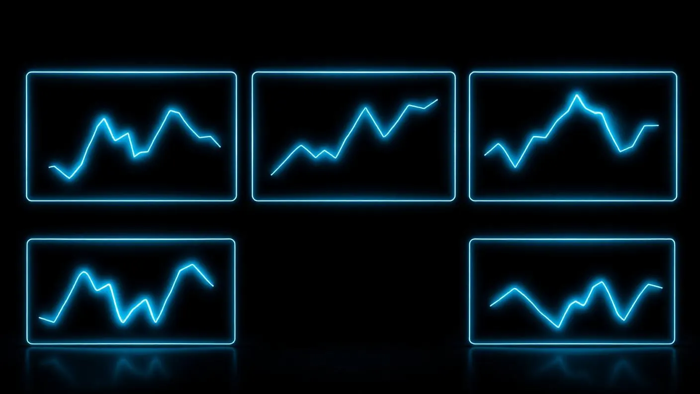 Cinco painéis de vidro gelado comparando plataformas de negociação de criptomoedas